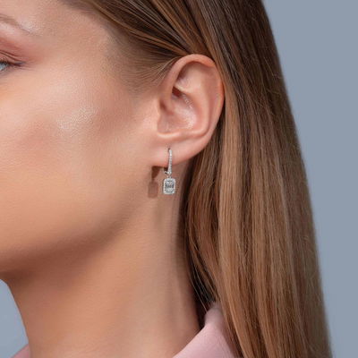 0,59 Karat Baget Pırlanta Küpe - Pare Pırlanta