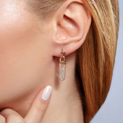 0,59 Karat Pırlantalı Rose Trend Küpe - 2