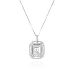 0,60 Karat Baget Pırlanta kolye - PR01323 - 2