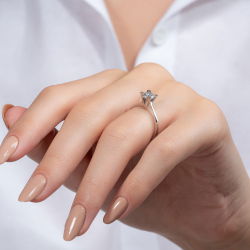 G Renk 0,60 Karat HRD Sertifikalı Tektaş Pırlanta Yüzük - 6