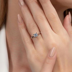 G Renk 0,60 Karat HRD Sertifikalı Tektaş Pırlanta Yüzük - 5