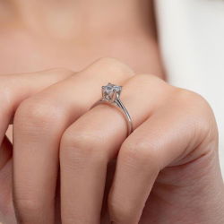 G Renk 0,60 Karat HRD Sertifikalı Tektaş Pırlanta Yüzük - 7