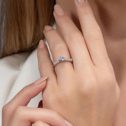 0,60 Karat Kolu Taşlı Tektaş Pırlanta Yüzük - PR00393 - 5