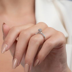 0,60 Karat Kolu Taşlı Tektaş Pırlanta Yüzük - PR00393 - 6