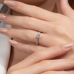 0,60 Karat Kolu Taşlı Tektaş Pırlanta Yüzük - 5