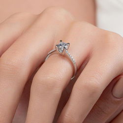 0,60 Karat Kolu Taşlı Tektaş Pırlanta Yüzük - 7