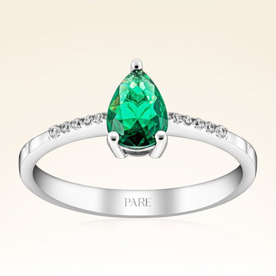 0,60 Karat Kolu Taşlı Zümrüt Pırlanta Yüzük - Pare Pırlanta