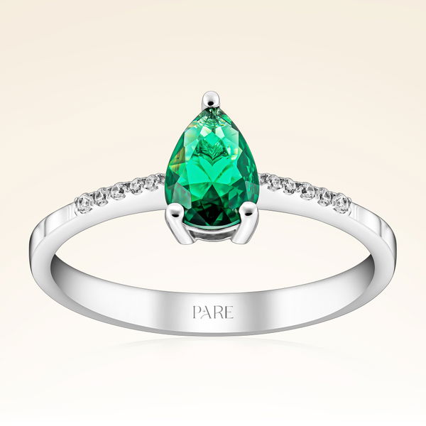 0,60 Karat Kolu Taşlı Zümrüt Pırlanta Yüzük - Pare Pırlanta