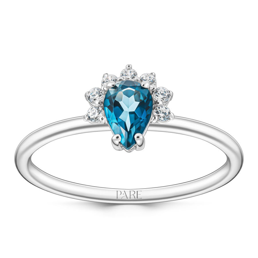 0,60 Karat London Blue Topaz Pırlanta Yüzük - PR01129 - 1