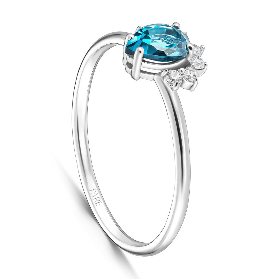 0,60 Karat London Blue Topaz Pırlanta Yüzük - PR01129 - 2