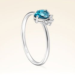 0,60 Karat London Blue Topaz Pırlanta Yüzük - PR01129 - 2