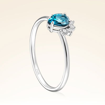 0,60 Karat London Blue Topaz Pırlanta Yüzük - Pare Pırlanta