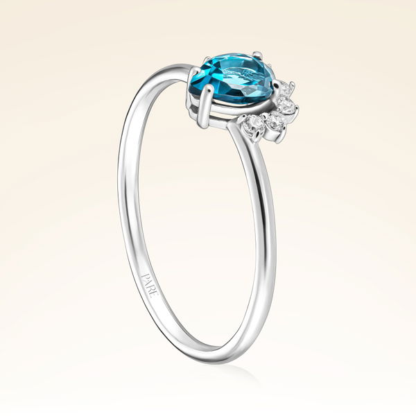 0,60 Karat London Blue Topaz Pırlanta Yüzük - Pare Pırlanta