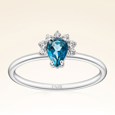 0,60 Karat London Blue Topaz Pırlanta Yüzük - Pare Pırlanta