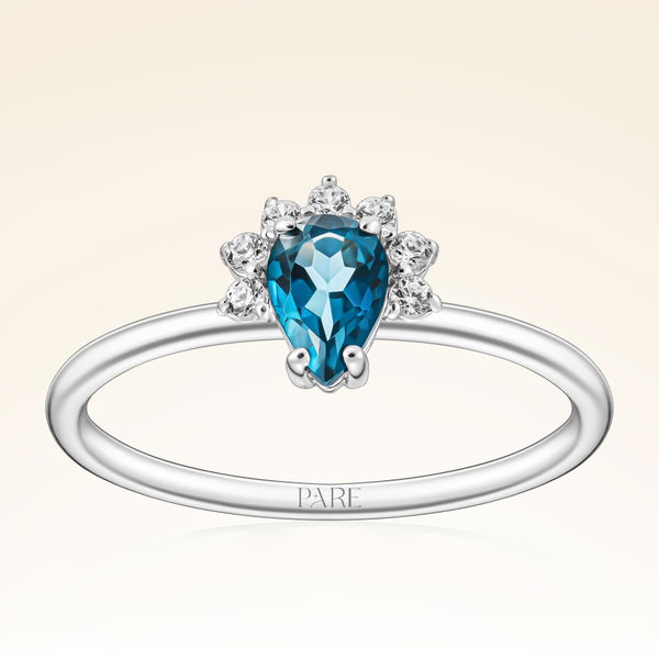 0,60 Karat London Blue Topaz Pırlanta Yüzük - Pare Pırlanta