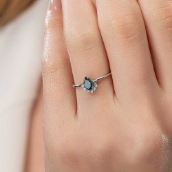 0,60 Karat London Blue Topaz Pırlanta Yüzük - PR01129 - 4