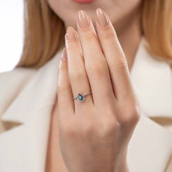 0,60 Karat London Blue Topaz Pırlanta Yüzük - PR01129 - 3