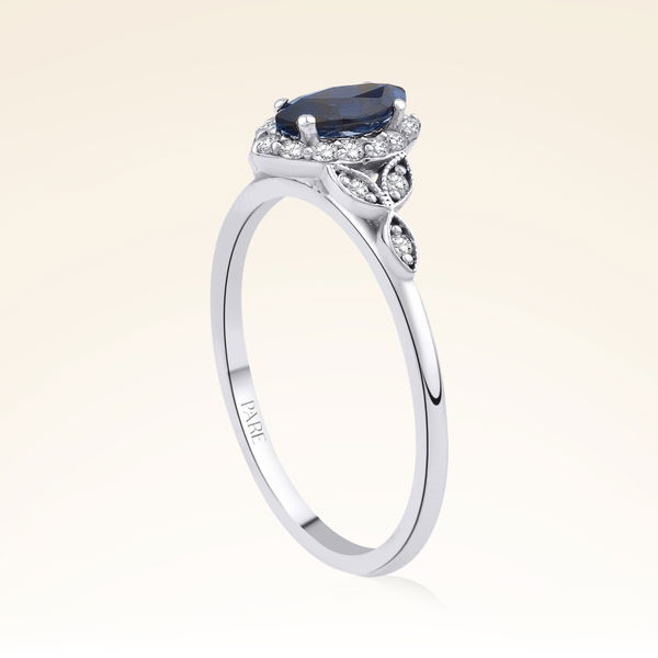 0,60 Karat Pırlanta Safir Yüzük - Pare Pırlanta