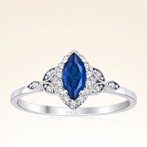 0,60 Karat Pırlanta Safir Yüzük - Pare Pırlanta