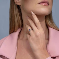 0,60 Karat Pırlanta Safir Yüzük - 3