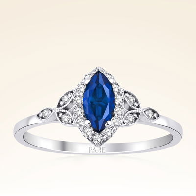 0,60 Karat Pırlanta Safir Yüzük - PR00250 - Pare Pırlanta