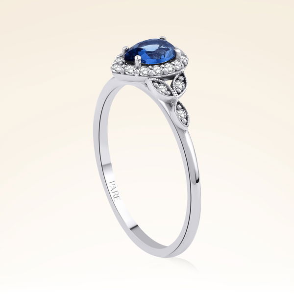 0,60 Karat Pırlanta Safir Yüzük - Pare Pırlanta