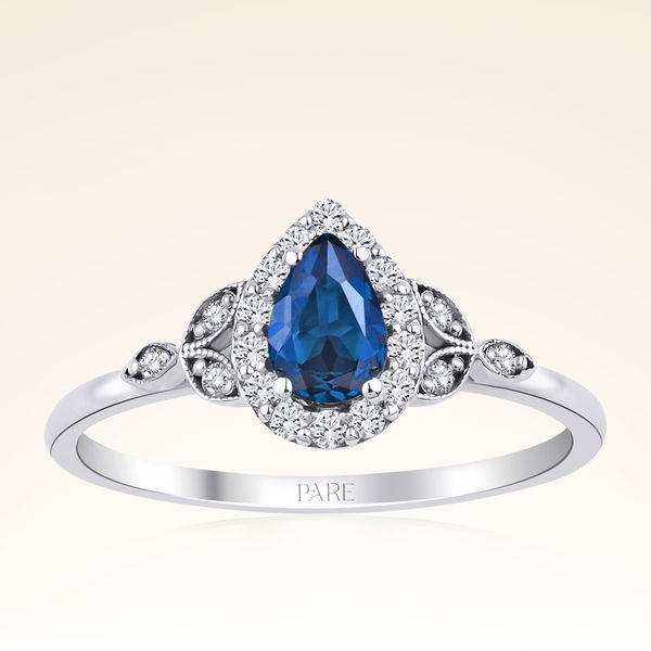 0,60 Karat Pırlanta Safir Yüzük - Pare Pırlanta