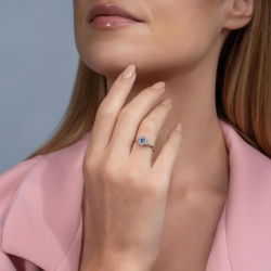 0,60 Karat Pırlanta Safir Yüzük - 3