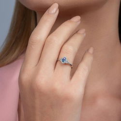 0,60 Karat Pırlanta Safir Yüzük - 4