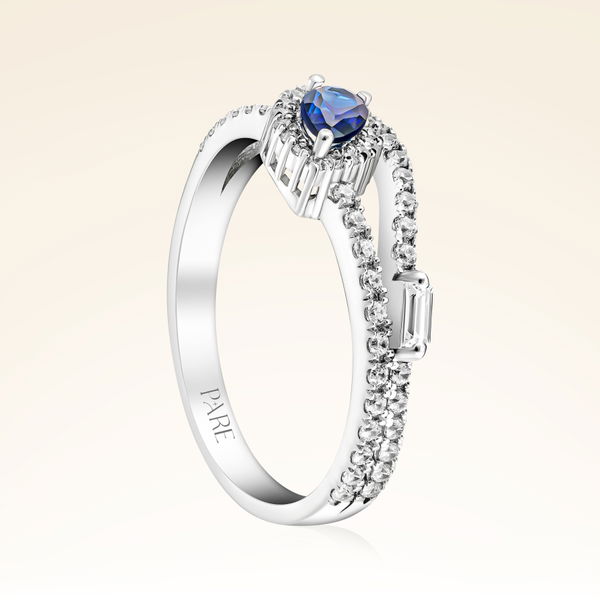 0,60 Karat Pırlanta Safir Yüzük - Pare Pırlanta