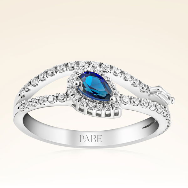 0,60 Karat Pırlanta Safir Yüzük - Pare Pırlanta