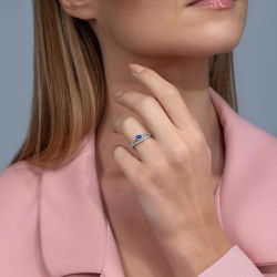 0,60 Karat Pırlanta Safir Yüzük - PR00102 - 3