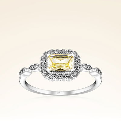 0,60 Karat Pırlanta Sarı Safir Yüzük - Pare Pırlanta