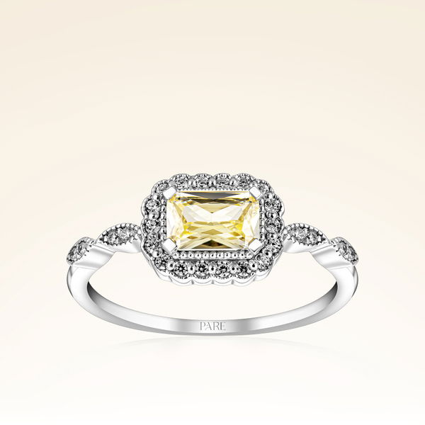 0,60 Karat Pırlanta Sarı Safir Yüzük - Pare Pırlanta