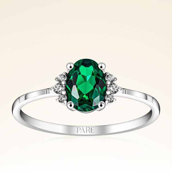 0,60 Karat Pırlanta Zümrüt Yüzük - Pare Pırlanta