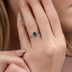 0,60 Karat Pırlanta Zümrüt Yüzük - PR00614 - 3