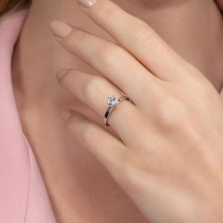 G Renk 0,60 Karat HRD Sertifikalı Tektaş Pırlanta Yüzük - 5