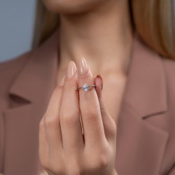 0,60 Karat Pırlanta Damla Tektaş Yüzük - 4