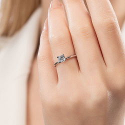 G Renk 0,60 Karat HRD Sertifikalı Tektaş Pırlanta Yüzük - 5