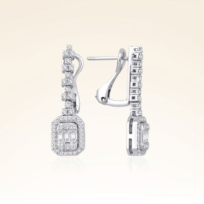 0,61 Karat Pırlantalı Baget Küpe - Pare Pırlanta