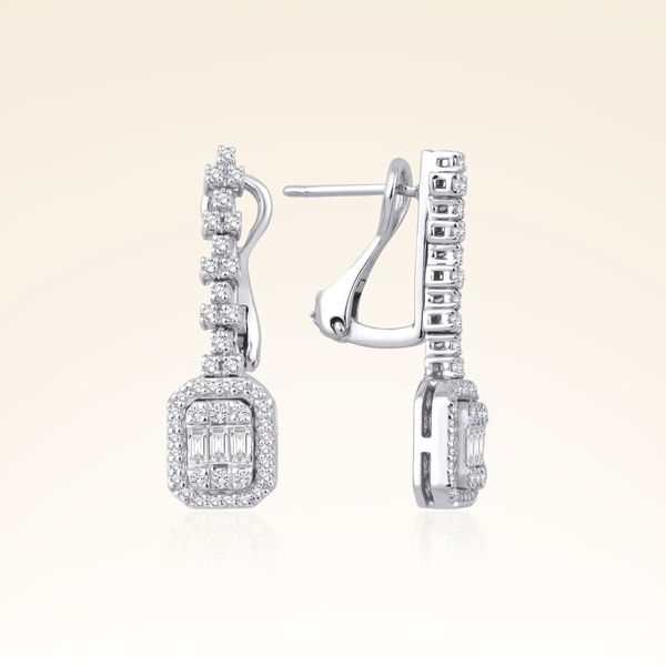 0,61 Karat Pırlantalı Baget Küpe - Pare Pırlanta