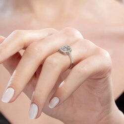 0,63 Karat Baget Pırlanta Yüzük - 5