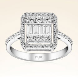 0,63 Karat Kolu Taşlı Baget Pırlanta Yüzük - PR00120 - 1