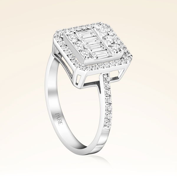 0,63 Karat Kolu Taşlı Baget Pırlanta Yüzük - Pare Pırlanta