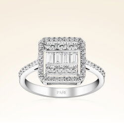 0,63 Karat Kolu Taşlı Baget Pırlanta Yüzük - 1