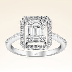 0,65 Karat Kolu Taşlı Baget Pırlanta Yüzük - PR00195 - 1