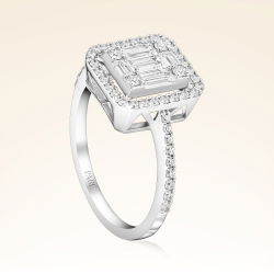 0,65 Karat Kolu Taşlı Baget Pırlanta Yüzük - PR00195 - 2