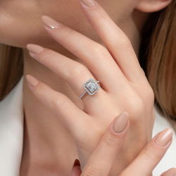 0,65 Karat Kolu Taşlı Baget Pırlanta Yüzük - PR00195 - 5