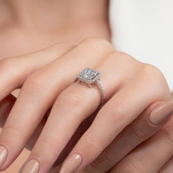 0,65 Karat Kolu Taşlı Baget Pırlanta Yüzük - PR00195 - 7