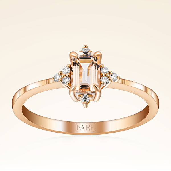 0,65 Karat Pırlantalı Morganit Yüzük - Pare Pırlanta